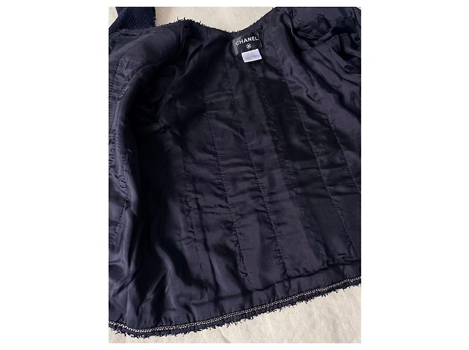 Chanel Giacca in Tweed Blu Navy Blu scuro Silver hardware - vista 20