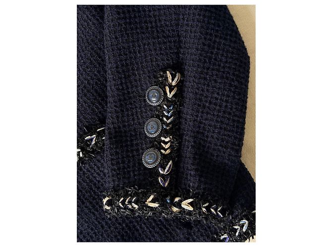 Chanel Giacca in Tweed Blu Navy Blu scuro Silver hardware - vista 3