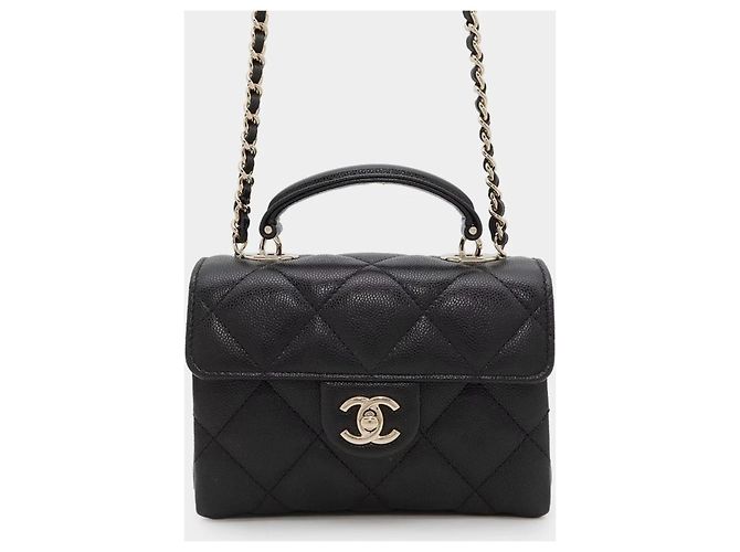 Bolsa Chanel Retro Twist Mini em Couro Preto - vista 3