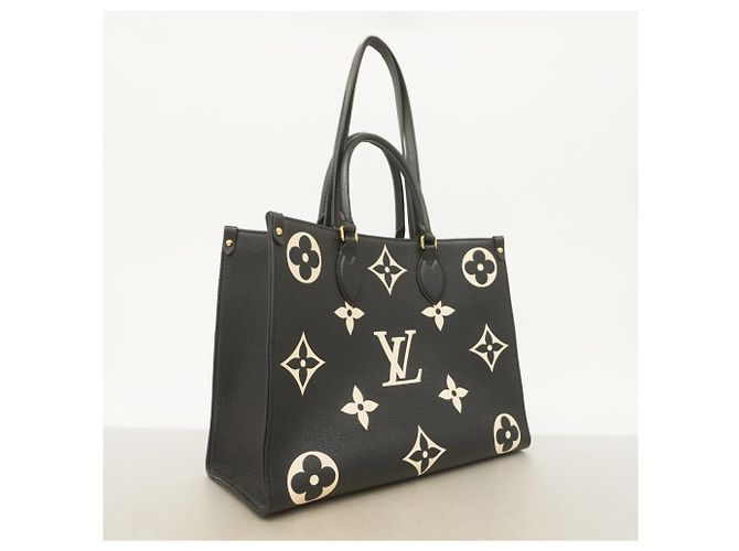 Borsa Tote Louis Vuitton Monogram Empreinte Bicolor OnTheGo MM Nero Beige - vista 2