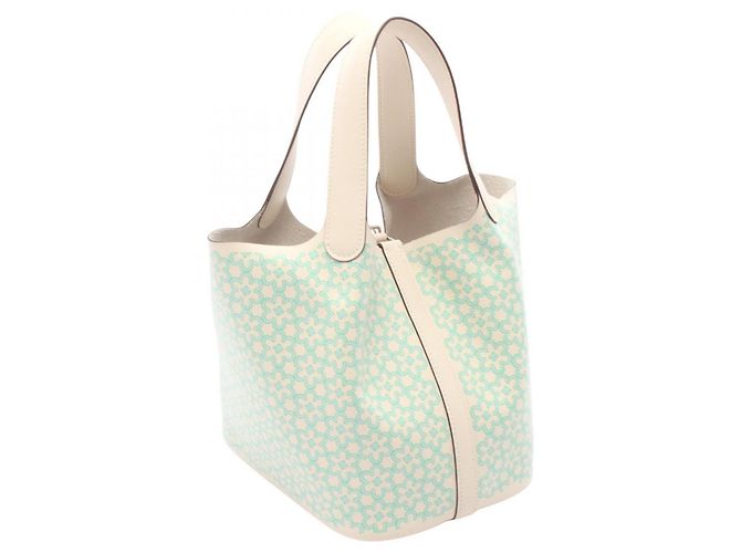 Hermès Borsa Hermes Picotin Lock PM Lucky Daisy Blu Verde Crudo - vista 2