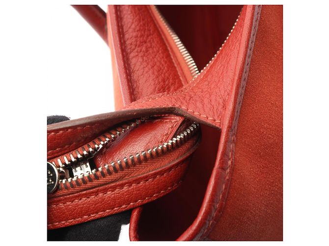 Hermès Borsa Tote Hermes Garden Zip MM Rosso Bordò - vista 6