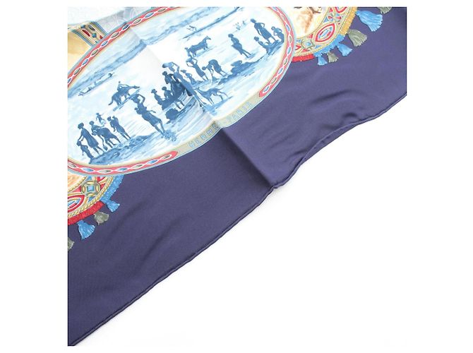 Sciarpa Carré 90 Cavaliers Peuls Hermès Multicolore Blu navy - vista 4