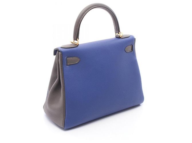 Hermès Borsa Hermes Kelly 28 Marrone Blu - vista 2