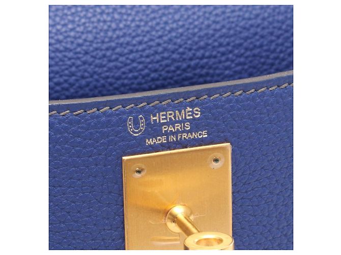 Hermès Borsa Hermes Kelly 28 Marrone Blu - vista 4
