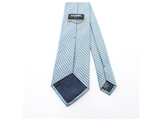 Cravatta in seta a righe con logo Coco di Chanel Marrone Blu - vista 3