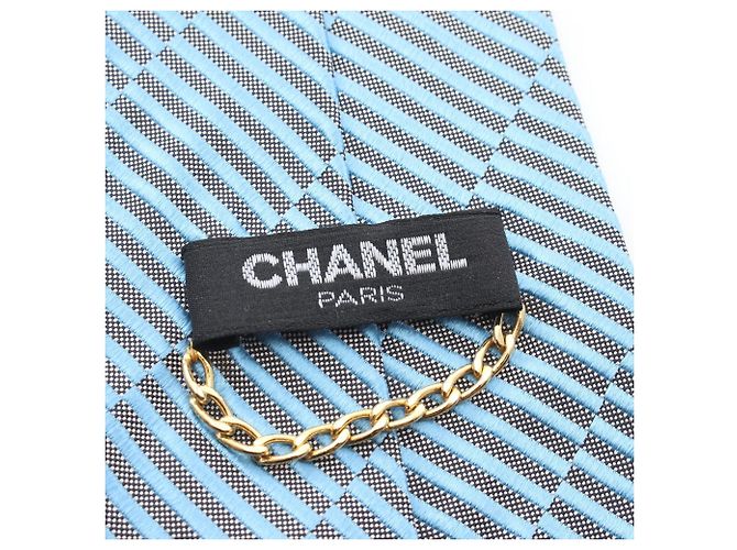 Cravatta in seta a righe con logo Coco di Chanel Marrone Blu - vista 4