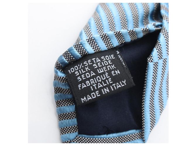 Cravatta in seta a righe con logo Coco di Chanel Marrone Blu - vista 5
