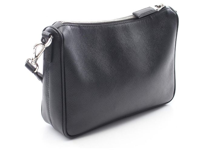 Borsa a Spalla da Viaggio in Saffiano Prada Nero - vista 2