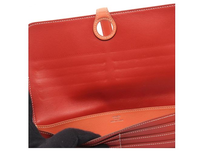 Hermès Portefeuille long plié Dogon Hermes Rose Bordeaux - vue 8