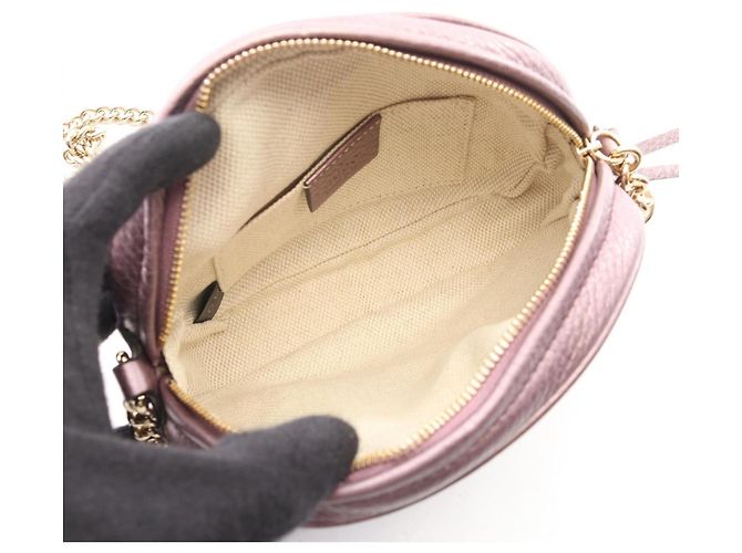 Borsa a Spalla Gucci Soho Tassel Metallic Porpora - vista 3