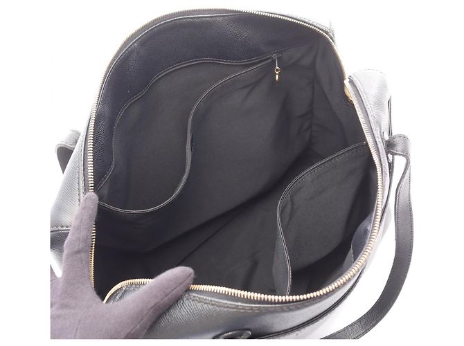 Borsa Tote Chanel in pelle di vitello granulata nera Nero - vista 3