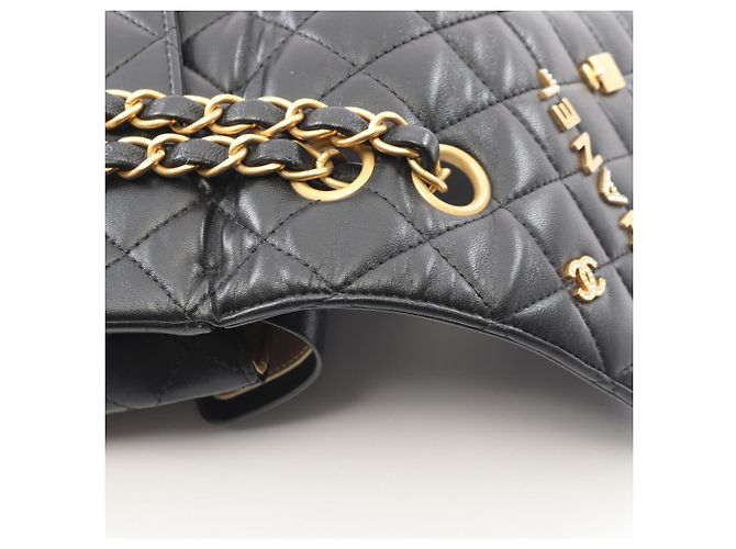 Borsa a Spalla Chanel Matelassé Double Flap Nero - vista 9
