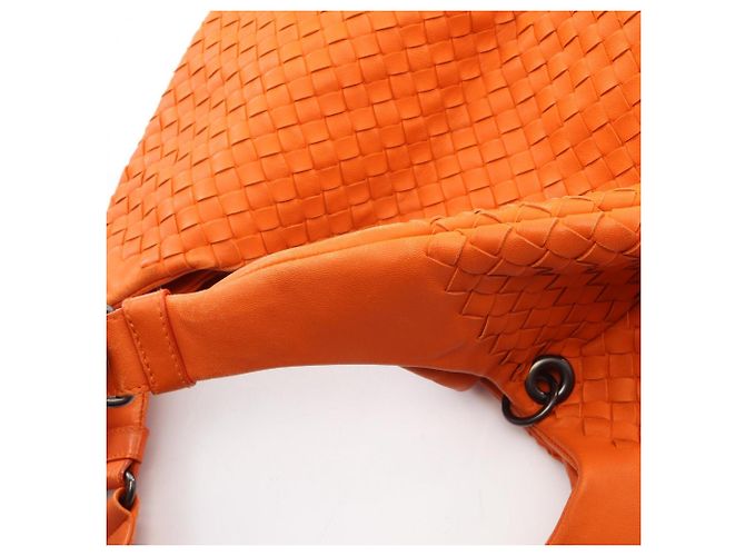 Borsa a Spalla Bottega Veneta Medium Campana Intrecciato Arancione - vista 10