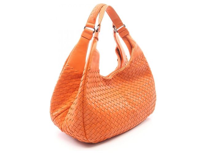 Borsa a Spalla Bottega Veneta Medium Campana Intrecciato Arancione - vista 2
