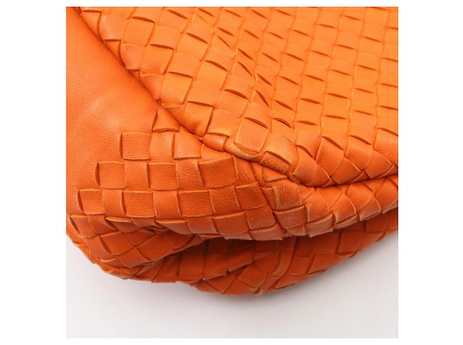 Borsa a Spalla Bottega Veneta Medium Campana Intrecciato Arancione - vista 7