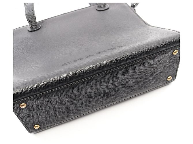 Borsa Tote Chanel in pelle di vitello martellata nera Nero - vista 10