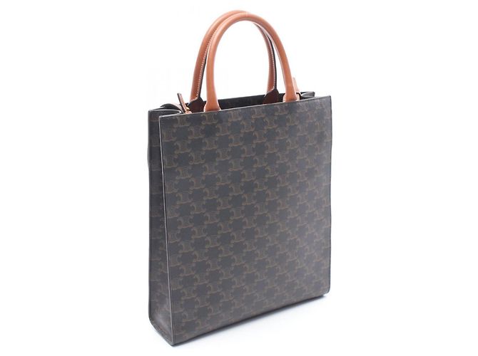 Céline Celine Small Vertical Cabas Triomphe Borsa Tote 2-Way Marrone Nero - vista 2