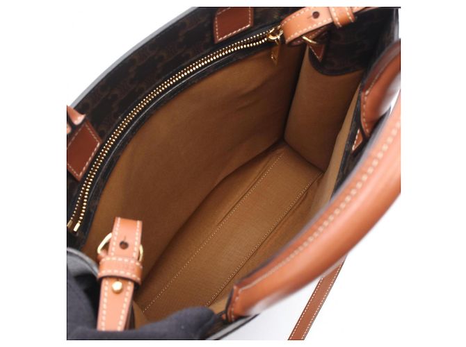 Céline Celine Small Vertical Cabas Triomphe Borsa Tote 2-Way Marrone Nero - vista 3