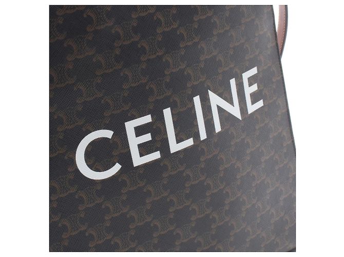 Céline Celine Small Vertical Cabas Triomphe Borsa Tote 2-Way Marrone Nero - vista 4