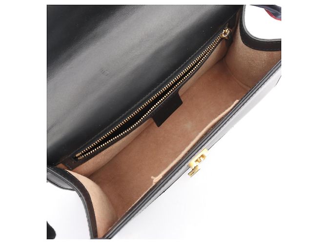 Borsa a Spalla Gucci Sylvie Small Web Line Nero Rosso Verde - vista 3