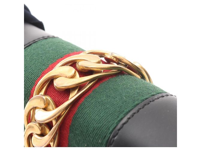 Borsa a Spalla Gucci Sylvie Small Web Line Nero Rosso Verde - vista 8