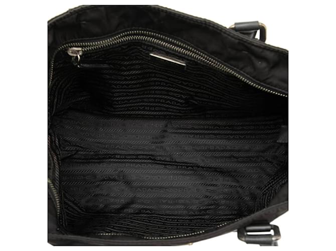 Prada Triangle Logo Plaque Tote Bag Schwarz - Ansicht 4