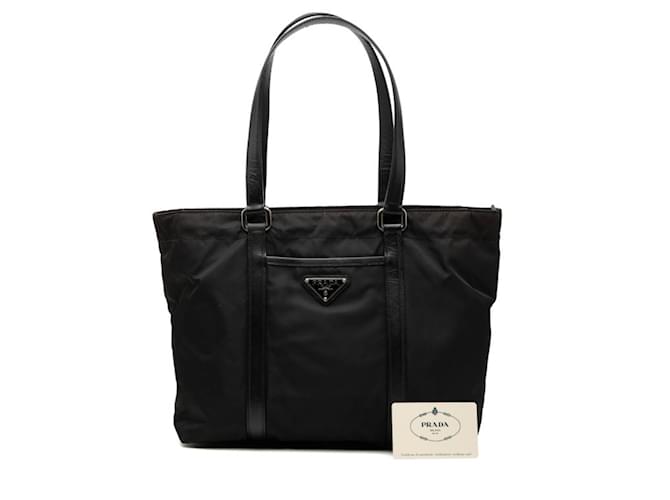 Prada Triangle Logo Plaque Tote Bag Schwarz - Ansicht 6