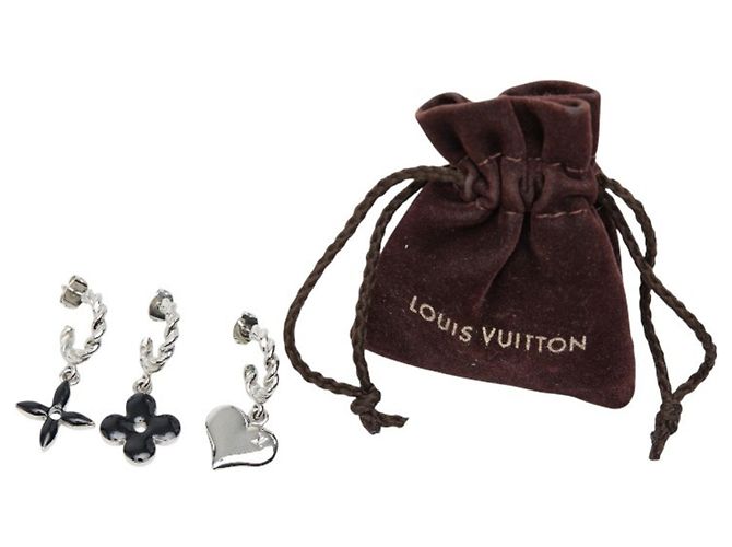 Louis Vuitton Set di orecchini Sweet Monogram Nero Argento - vista 5