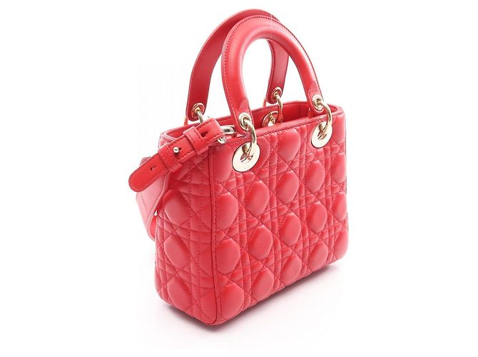 Christian Dior Lady Dior My ABCDIOR Small Cannage Handbag Rosso - vista 2