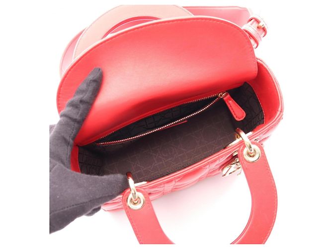 Christian Dior Lady Dior My ABCDIOR Small Cannage Handbag Rosso - vista 3