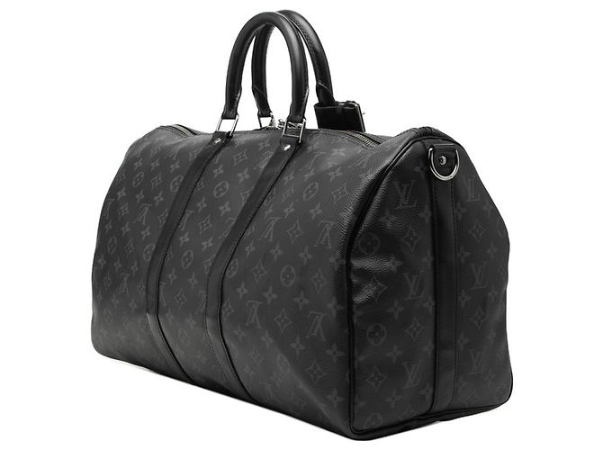 Louis Vuitton Monogram Eclipse Keepall Bandoulière 45 Marrone Nero Monogramma - vista 2
