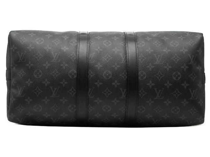 Louis Vuitton Monogram Eclipse Keepall Bandoulière 45 Marrone Nero Monogramma - vista 3