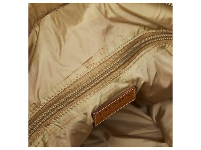 Borsa a tracolla con placca logo Triangle di Prada Beige - vista 6