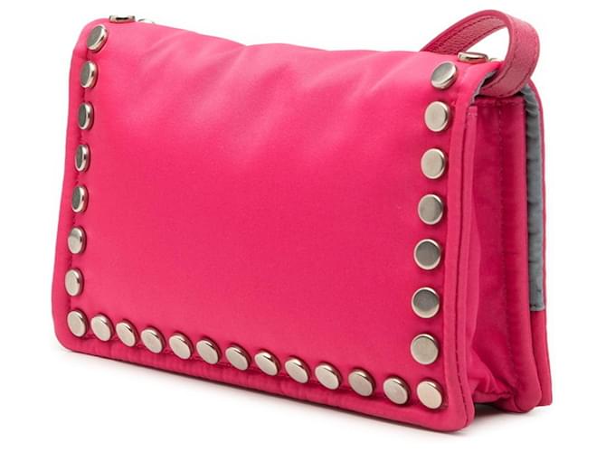 Borsa a tracolla con borchie Prada Rosa - vista 2