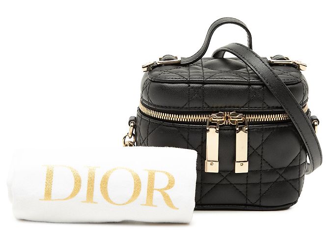 Dior Black Micro Lammfell Cannage Lady Dior Vanity Case Schwarz - Ansicht 7