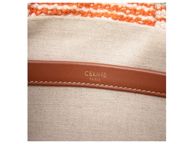 Céline Borsa cabas Celine Thais in tela beige piccola - vista 5