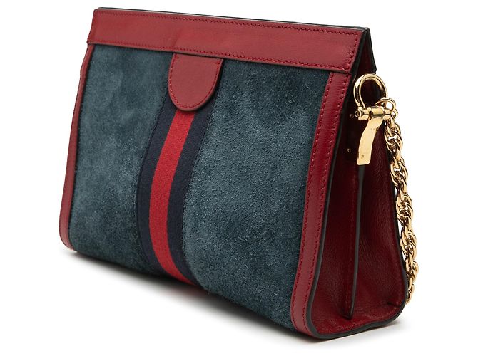 Gucci Blue Small Suede Web Ophidia Chain Crossbody Bleu - vue 2