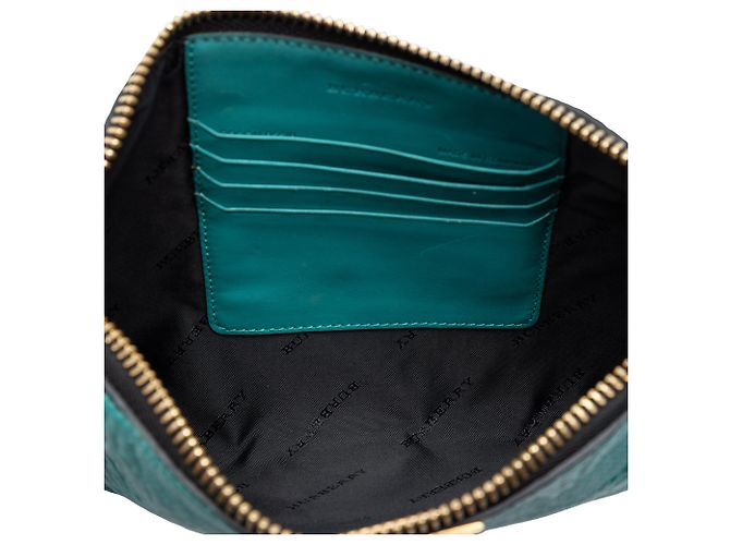 Bolso bandolera Peyton en cuero con relieve de cuadros azul Burberry Turquesa - vista 4
