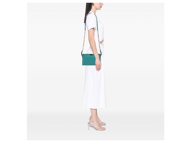 Bolso bandolera Peyton en cuero con relieve de cuadros azul Burberry Turquesa - vista 6