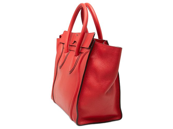 Céline Borsa Tote Luggage in pelle di vitello granulata rossa Celine Rosso - vista 2