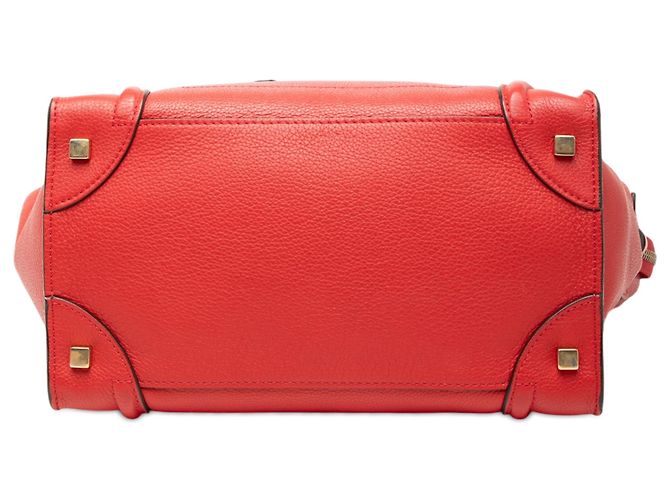 Céline Borsa Tote Luggage in pelle di vitello granulata rossa Celine Rosso - vista 3