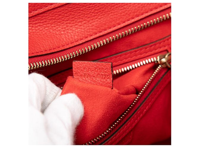 Céline Borsa Tote Luggage in pelle di vitello granulata rossa Celine Rosso - vista 6