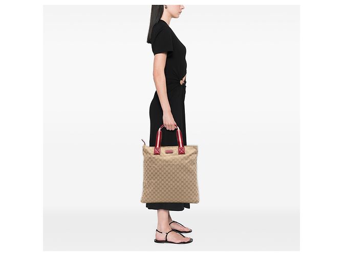Tote verticale Gucci in tela GG beige con Web - vista 6