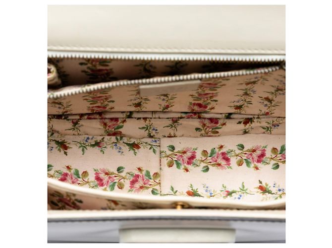 Bamboo Borsa Gucci con manico in bambù in pelle di vitello bianca con stampa cornice Bianco - vista 4