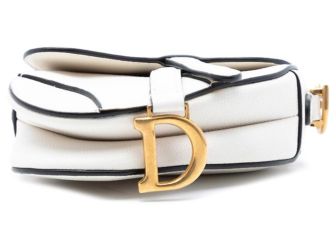 Dior Saddle Bag aus weißem Mikrogangleder - Ansicht 3