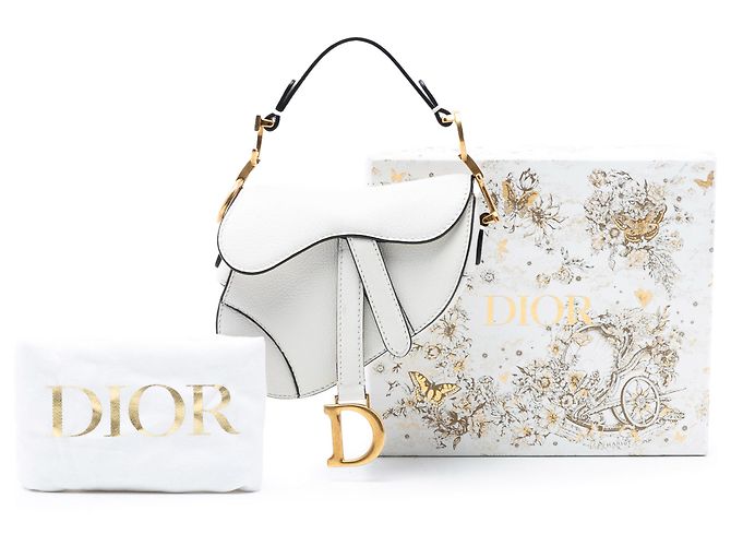 Dior Saddle Bag aus weißem Mikrogangleder - Ansicht 8