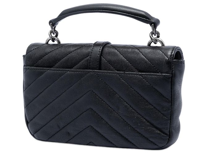 Borsa Mini Chevron in pelle di pecora nera con monogramma College di Saint Laurent Nero - vista 2