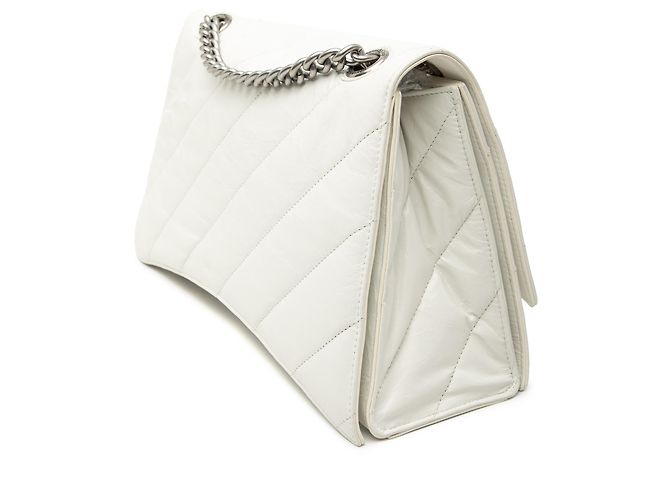 Borsa a Spalla Balenciaga White Medium Crushed Calfskin Chain Bianco - vista 2