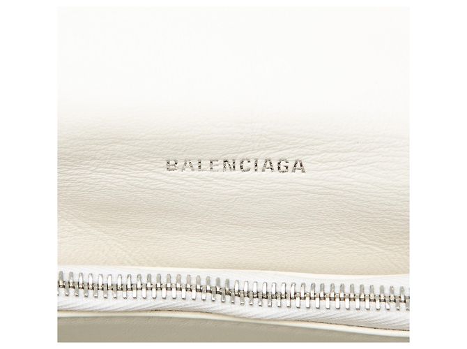 Borsa a Spalla Balenciaga White Medium Crushed Calfskin Chain Bianco - vista 5